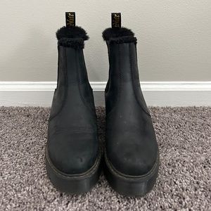 DR MARTENS ROMETTY WYOMING LEATHER PLATFORM CHELSEA BOOTS (Faux Fur)